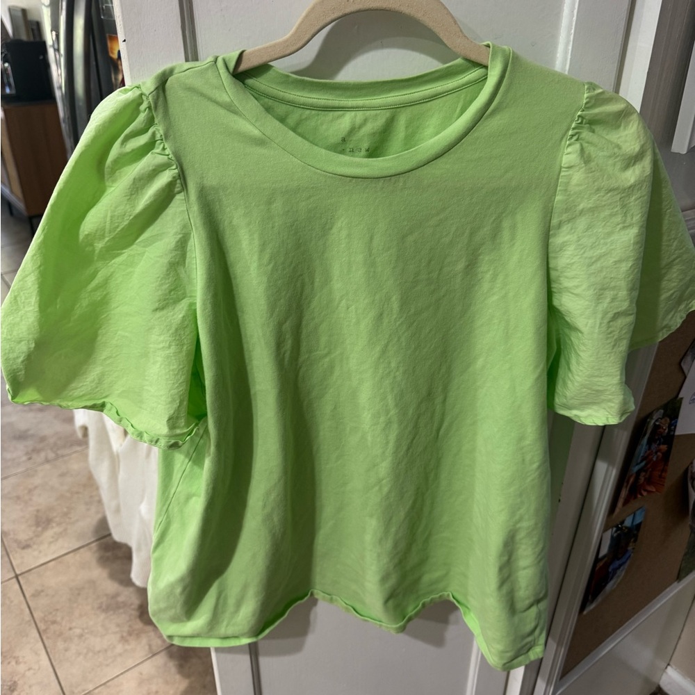 a new day Light Green Short Sleeve Top